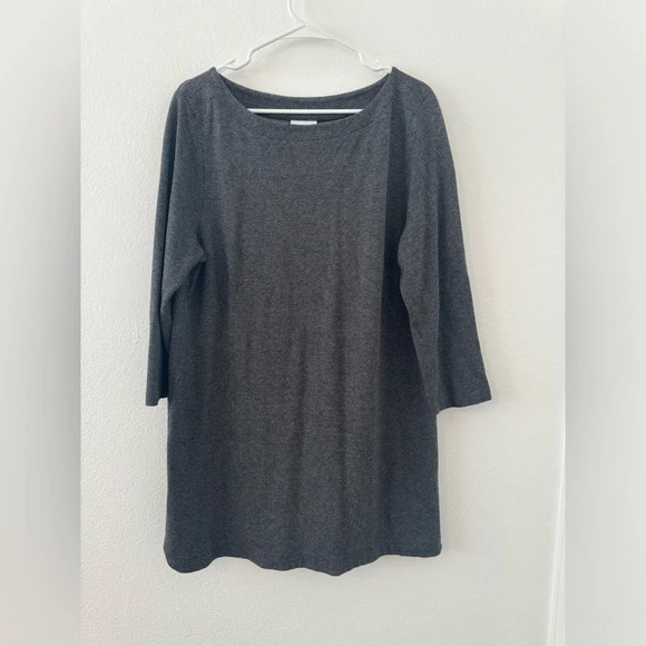 J.Jill Ponte Knit Chevron Shift Mini Dress Tunic Top Comfy Soft Size Large - Picture 1 of 9